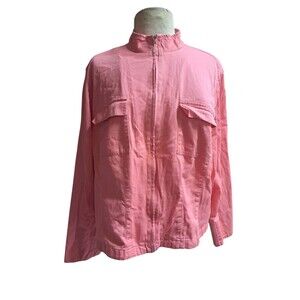 Evan Picone Casual Womens Jacket Size 2X Zipper Pockets Long Sleeve Trucker Pink